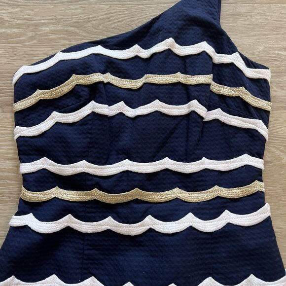Lilly Pulitzer Navy Tylar One Shoulder Dress-Size 4 - Picture 4 of 8